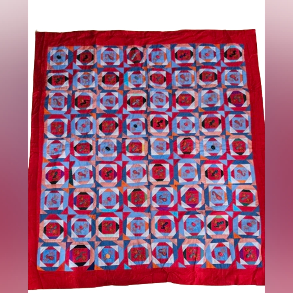 NWOT Chinese Bai Jia Bei Quilt Trapestry - Picture 2 of 11